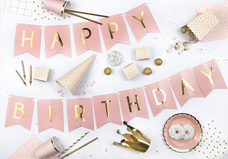 Letrero - Happy Birthday Rosa Claro
