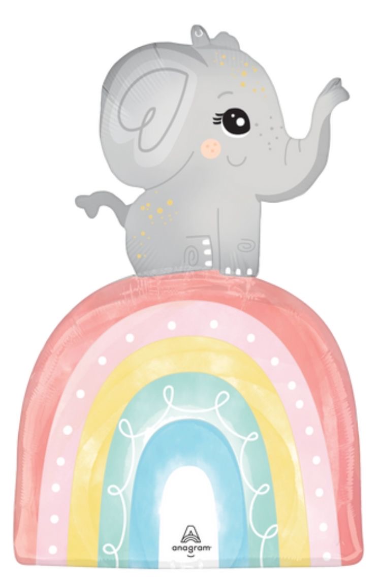 Globo Metalico - Elefante y Arcoiris