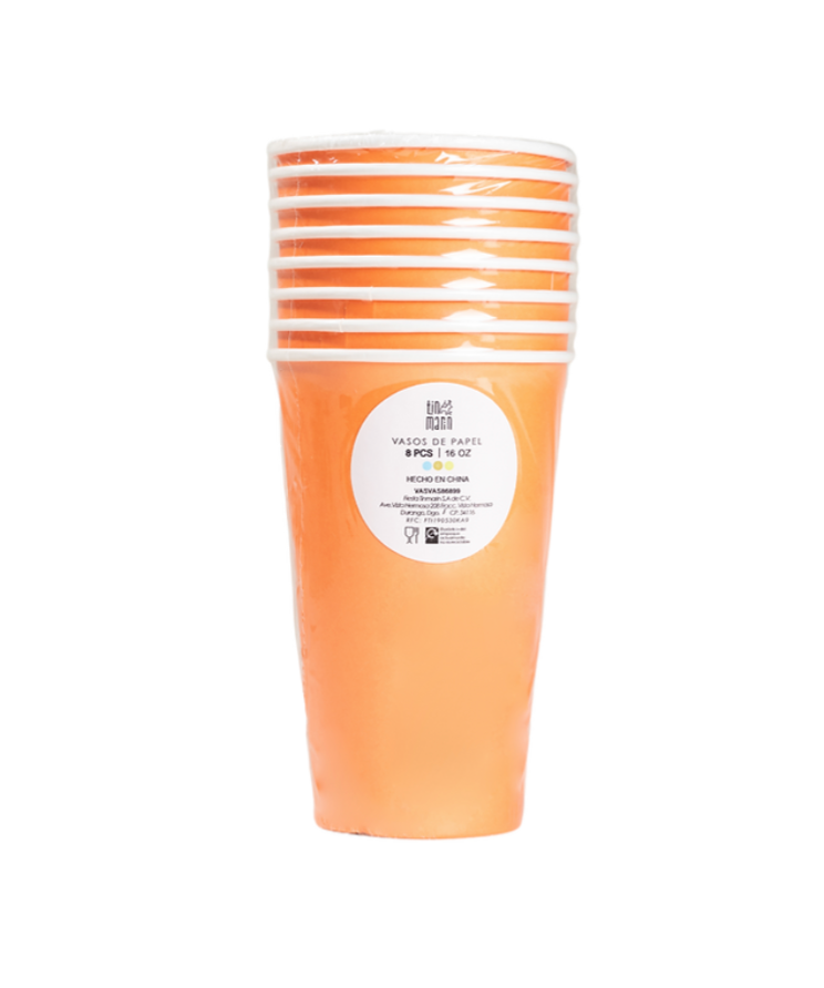 Vaso Alto - Naranja (8 piezas)
