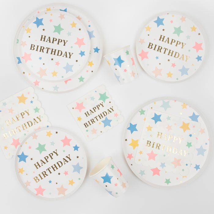 Servilletas grandes Happy Birthday stars (x16)