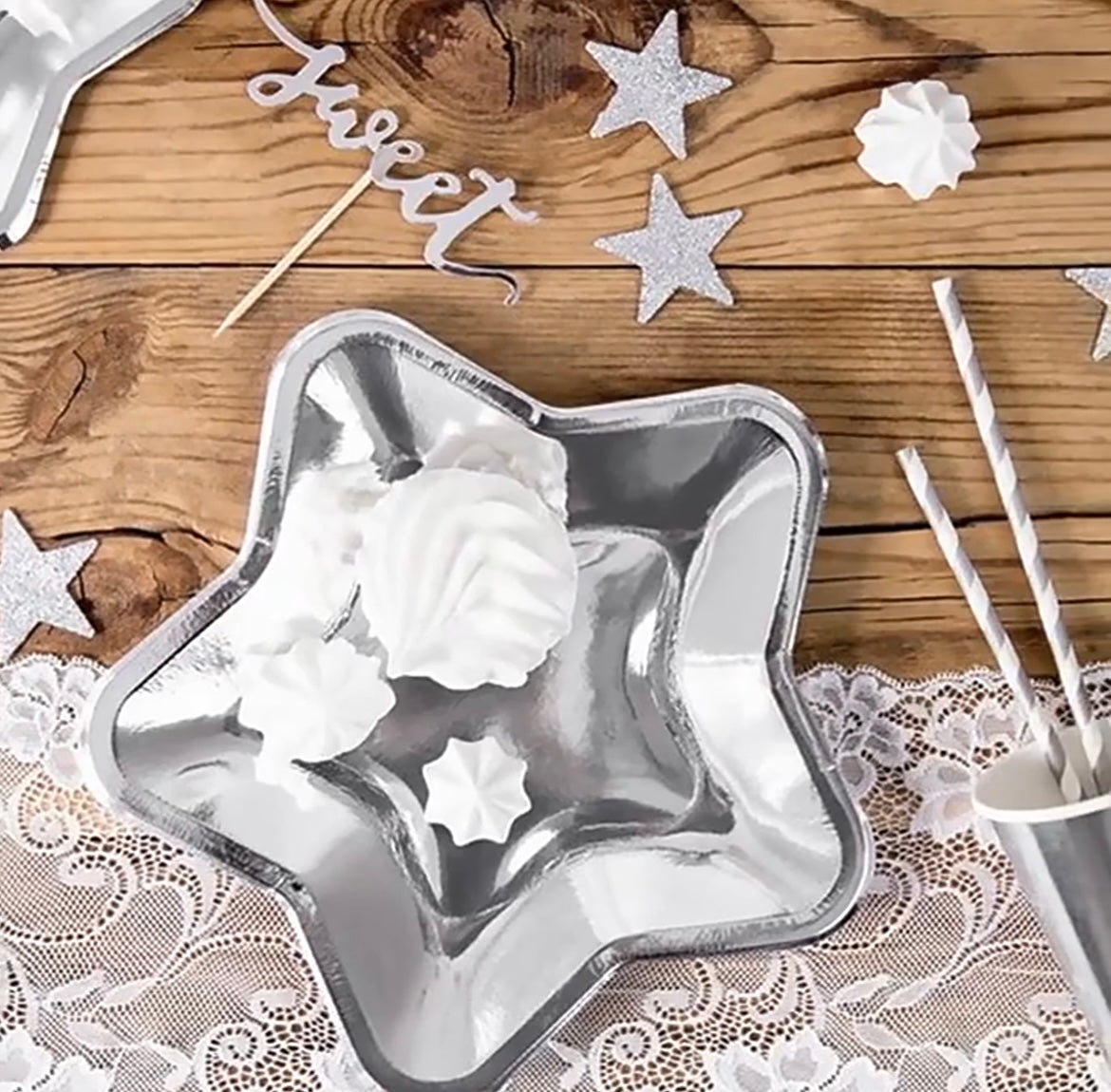 Plato Chico - Estrella Plata (10 piezas)