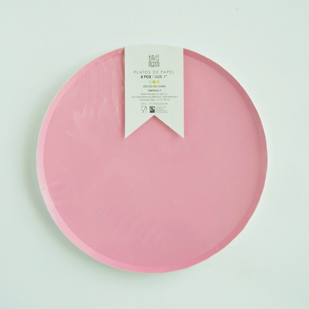 Plato - Rosa Pastel Chico (8 piezas)
