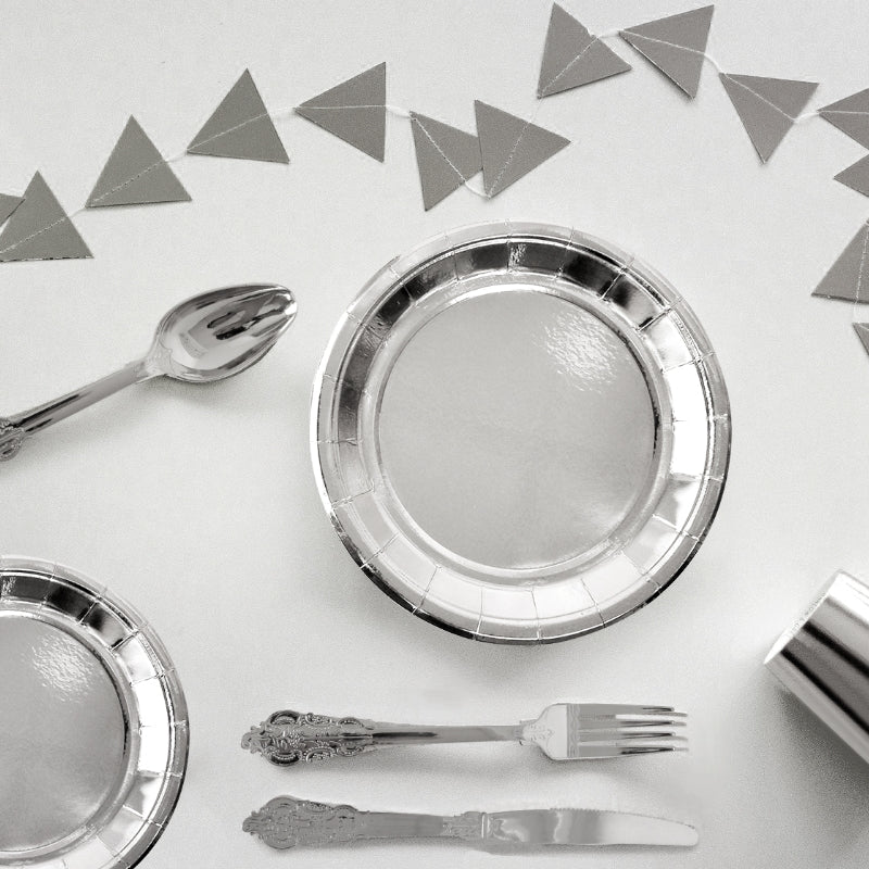 Plato Grande - Plata Foil (8 piezas)