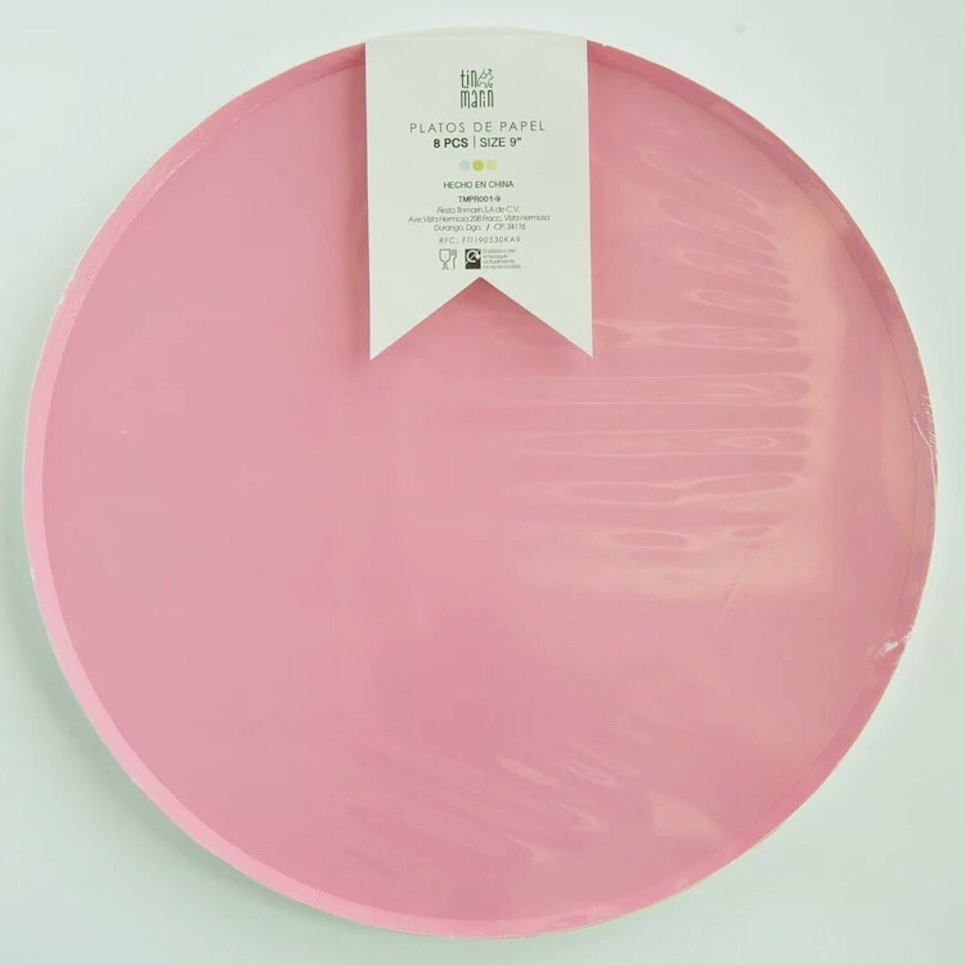 Plato - Rosa Pastel Grande (8 piezas)