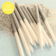 Cargar imagen en el visor de la galería, Caja Vela Alta Glitter - Plata (24 paquetes)