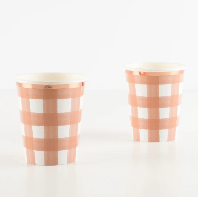 Vasos - Gingham Naranja (8 piezas)