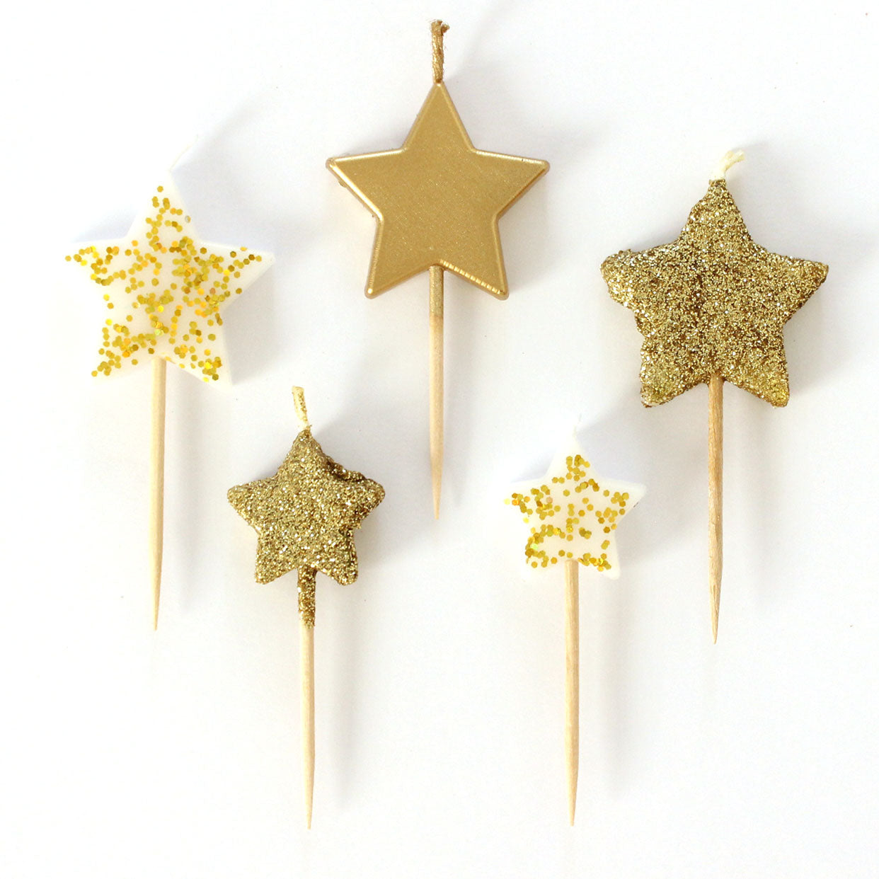 Velas Estrellas - Glitter Gold