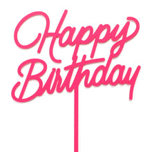 Cargar imagen en el visor de la galería, Cake Topper - "Happy Birthday " Magenta acrílico