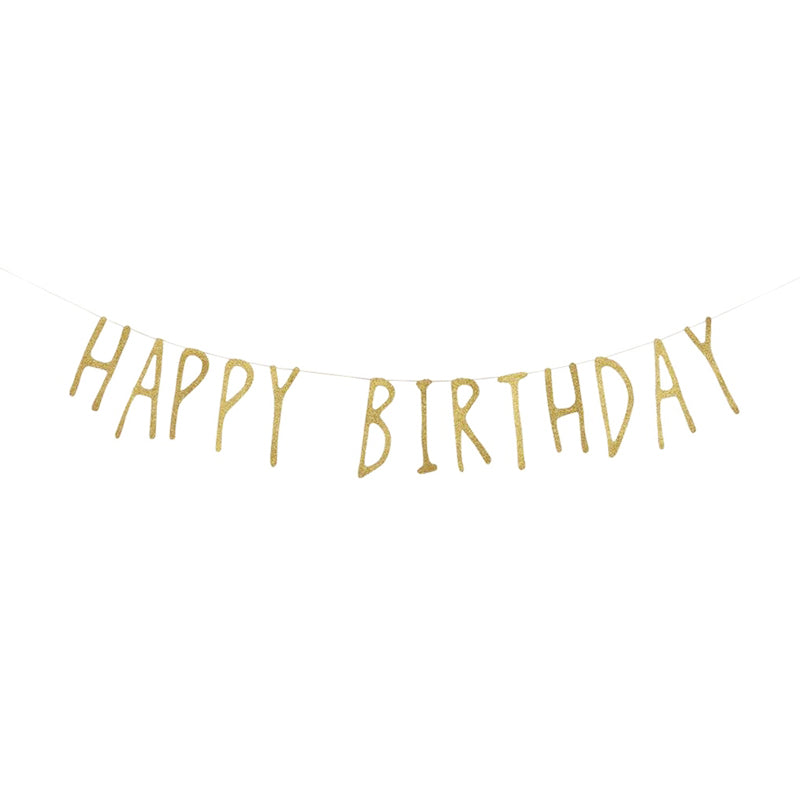 Letrero - Happy Birthday Dorado Glitter