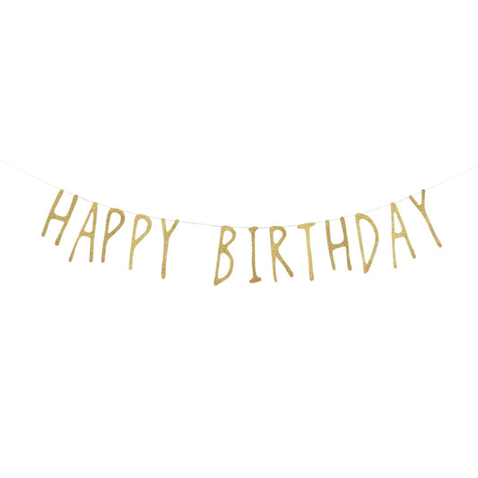 Letrero - Happy Birthday Dorado Glitter