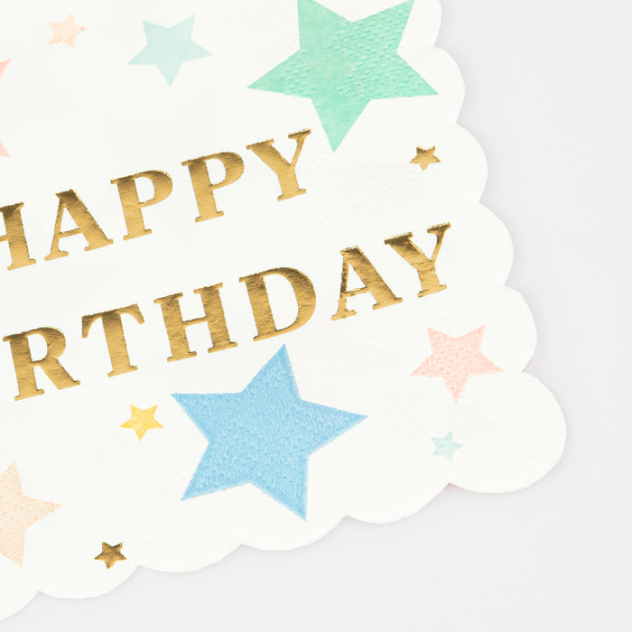 Servilletas grandes  Happy Birthday stars (x16)