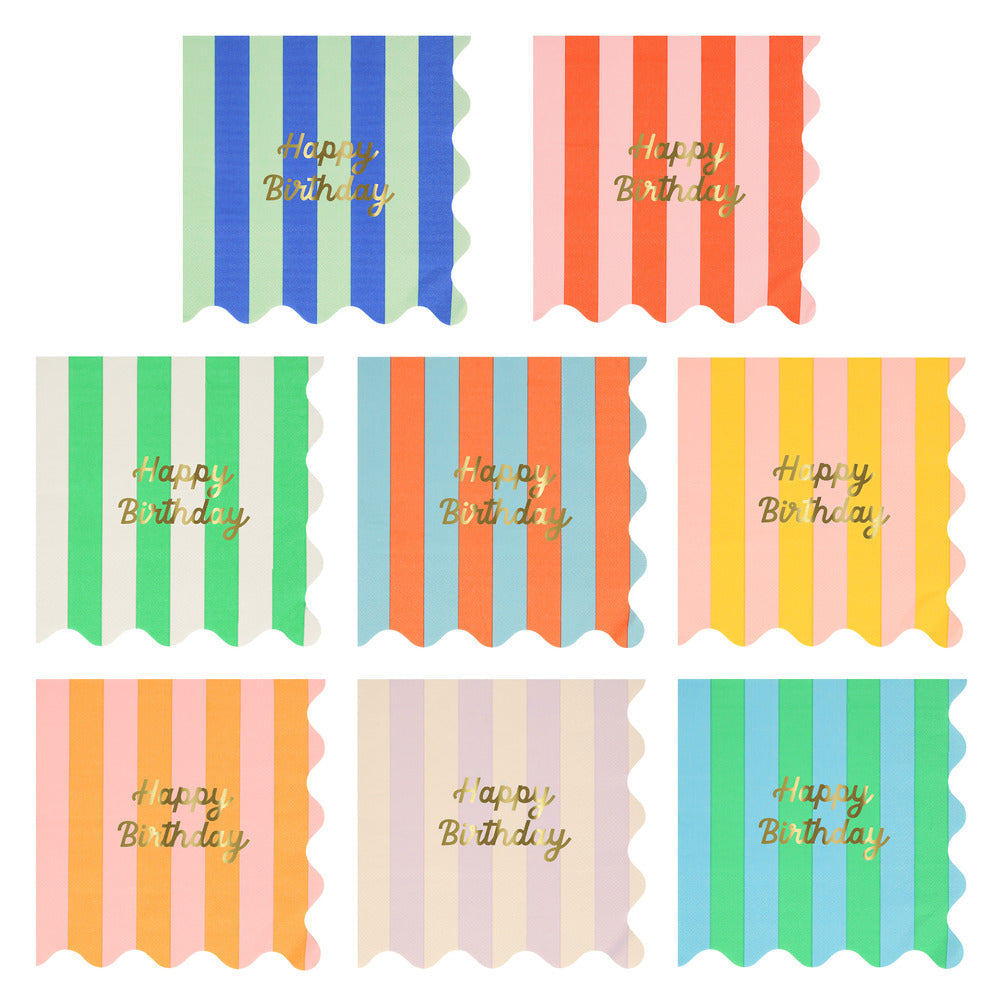 Servilletas grandes Happy Birthday stripes (16pzs)