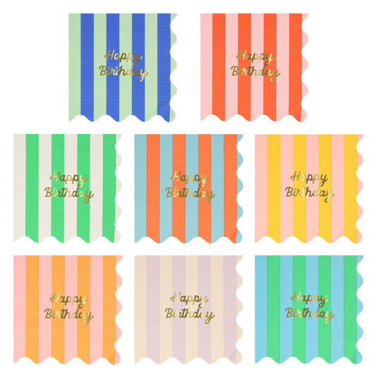 Servilletas grandes Happy Birthday stripes (16pzs)