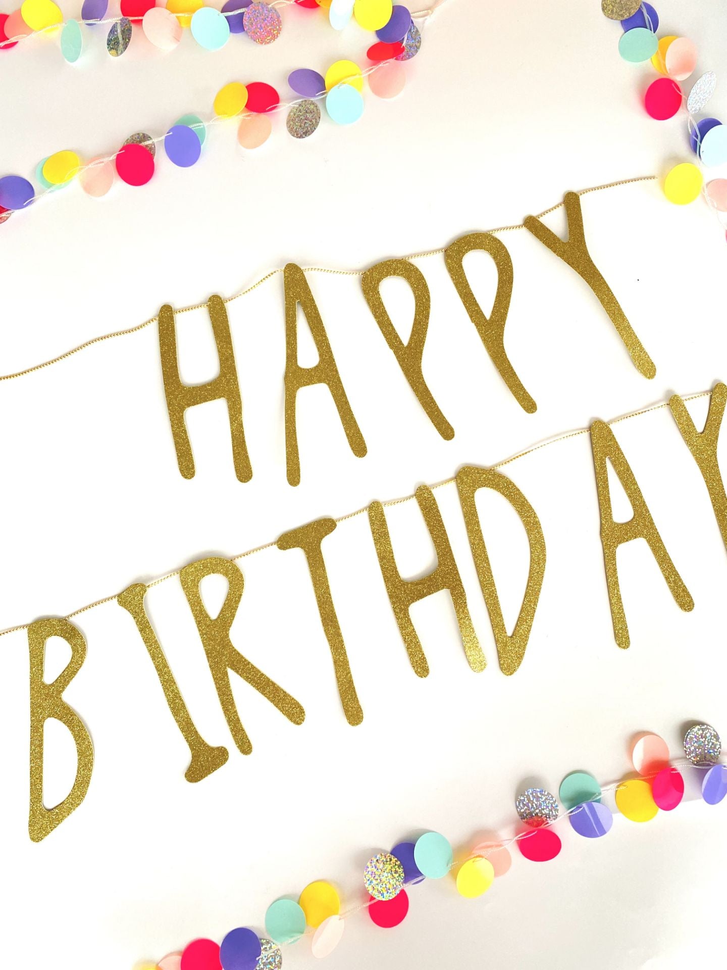Letrero - Happy Birthday Dorado Glitter