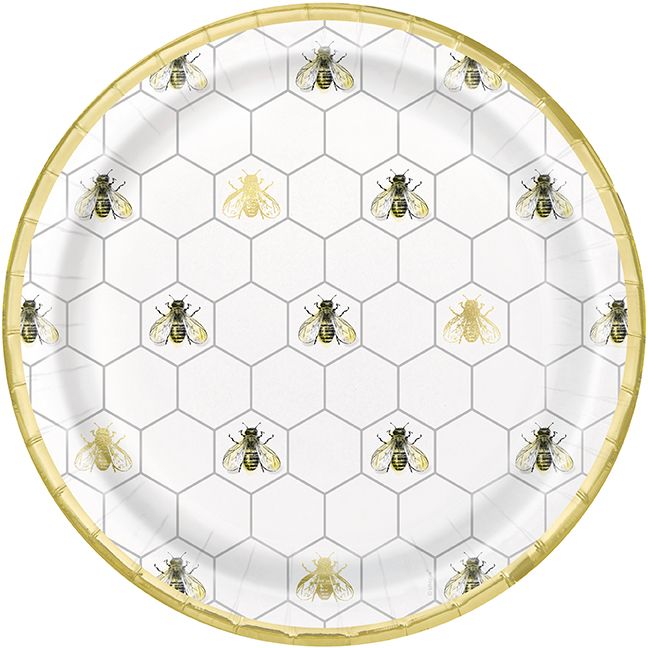 Plato Redondo Abejas (8 piezas)