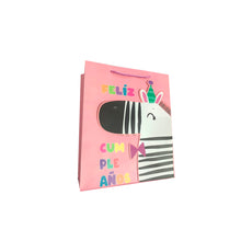 Cargar imagen en el visor de la galería, Bolsa de Regalo - Mediana - Cute BDAY - Zebra Pastel