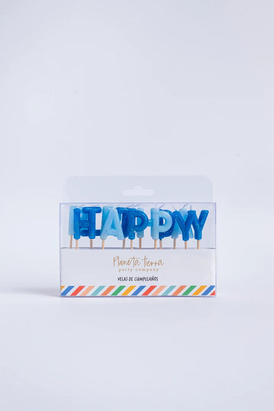 Vela Feliz Cumpleaños  - Azules