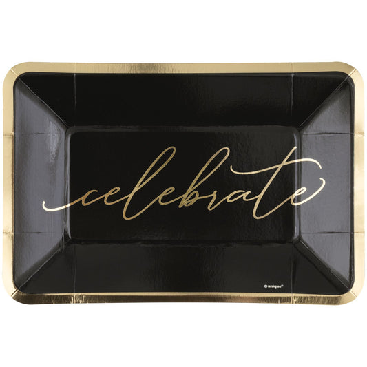 Plato Rectangular  - Celebrate dorado (8 piezas)