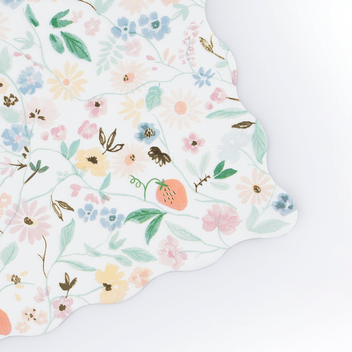 Servilletas grandes con flores elegantes  (x 16)