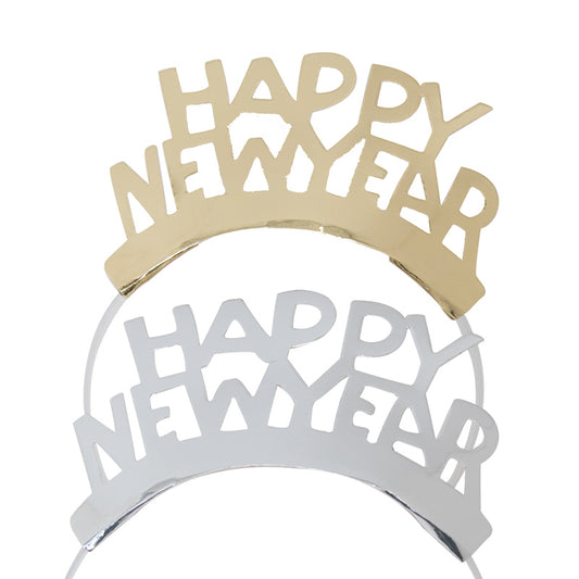 Diadema Happy New Year - Mix Plata y Dorado (8 piezas)