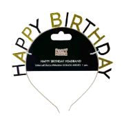 Diadema - Happy Birthday Dorado y Negro  (1 pieza)