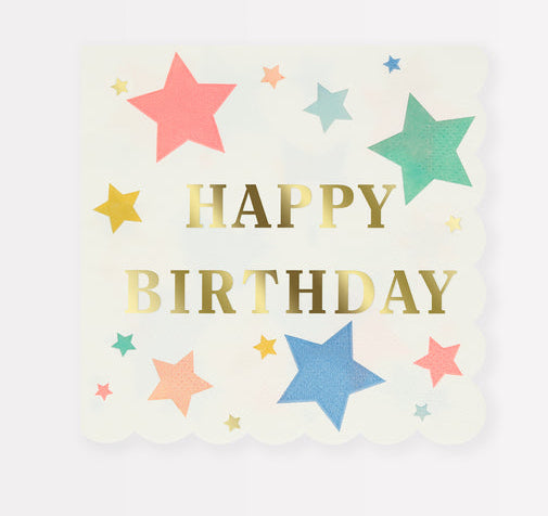 Servilletas grandes  Happy Birthday stars (x16)