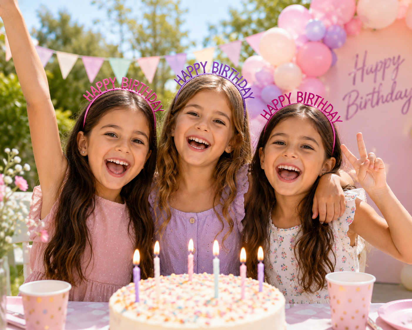 Diademas de plástico HAPPY BIRTHDAY 6 pzas