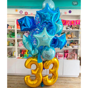  Paquete de globos de decoración de cumpleaños número 50 para  mujeres y hombres, paquete de 2 soportes de globos de feliz cumpleaños para  decoraciones de fiesta 50, contiene 2 pares de