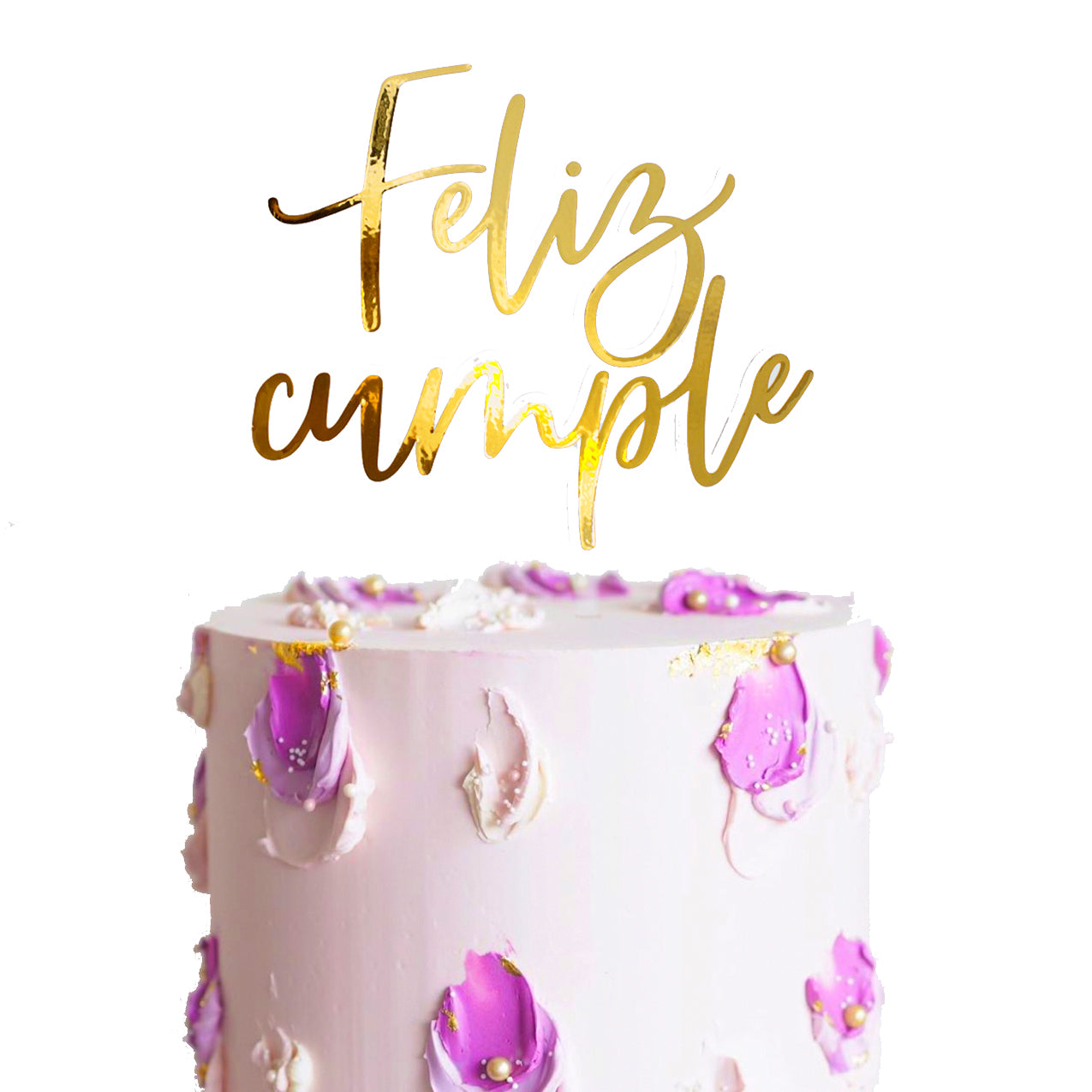 Cake Topper - " Feliz cumple " dorado foil