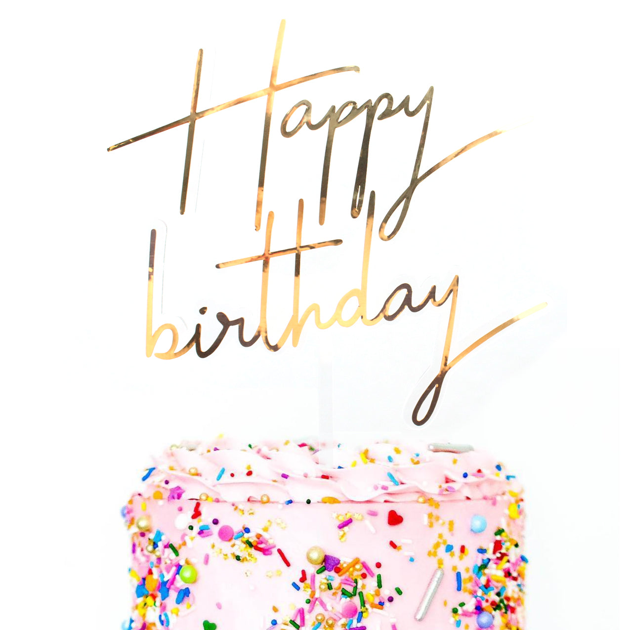 Cake Topper - " Happy birthday" dorado foil