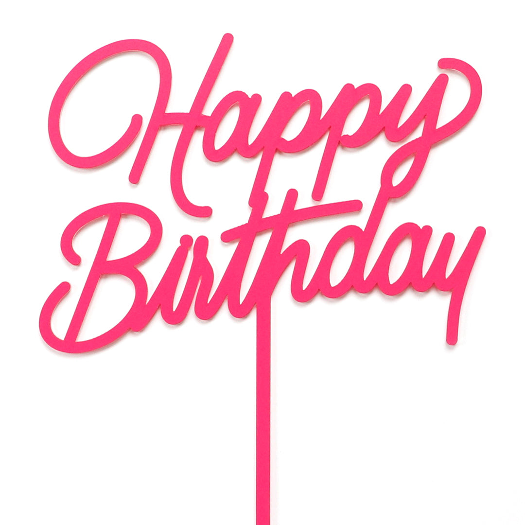 Cake Topper - "Happy Birthday " Magenta acrílico