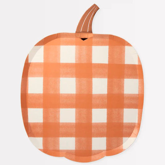 Plato Grande - Calabaza Gingham (8 piezas)