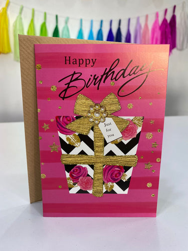 Tarjeta-Happy birthday Gift Pink (1 pieza)