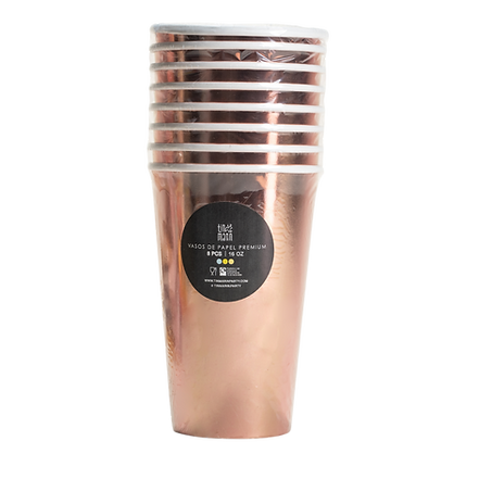 Vaso Alto - Oro Rosa Foil (8 piezas)