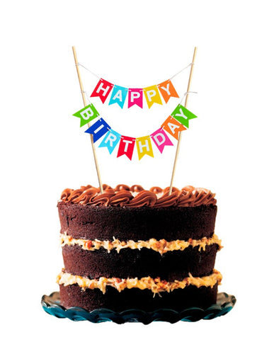 Cake Topper Happy Birthday Multicolor