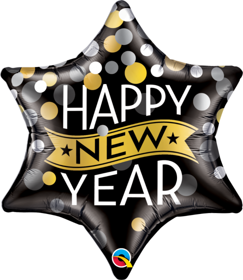 Globo metálico mediano estrella "HAPPY NEW YEAR"