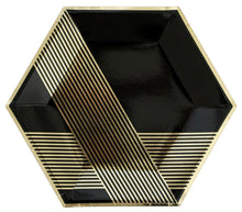 Cargar imagen en el visor de la galería, NOIR - Plato Grande Negro con Dorado (8 piezas)