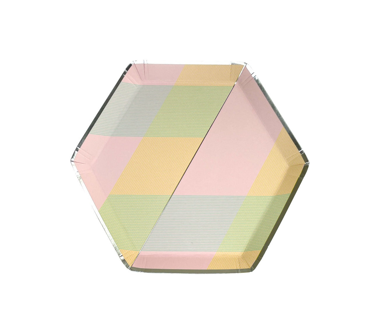 Plato Hexagonal chico- Lineas de colores (8 piezas)