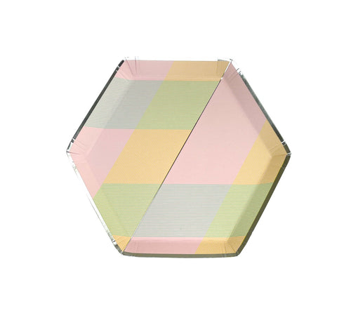 Plato Chico - Hexagonal Lineas de colores (8 piezas)