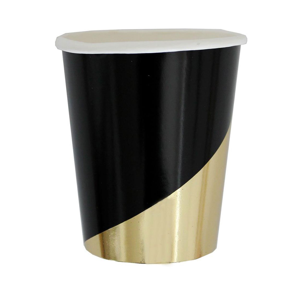 NOIR - Vaso Negro con Dorado (8 piezas)